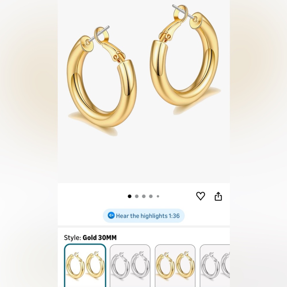 NWT Chunky 14K Gold Hoop Earrings - Lighter weight - Picture 4 of 4